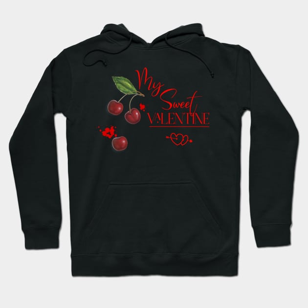 Sweet Valentine with Cherry Fruits Hoodie by Biophilia